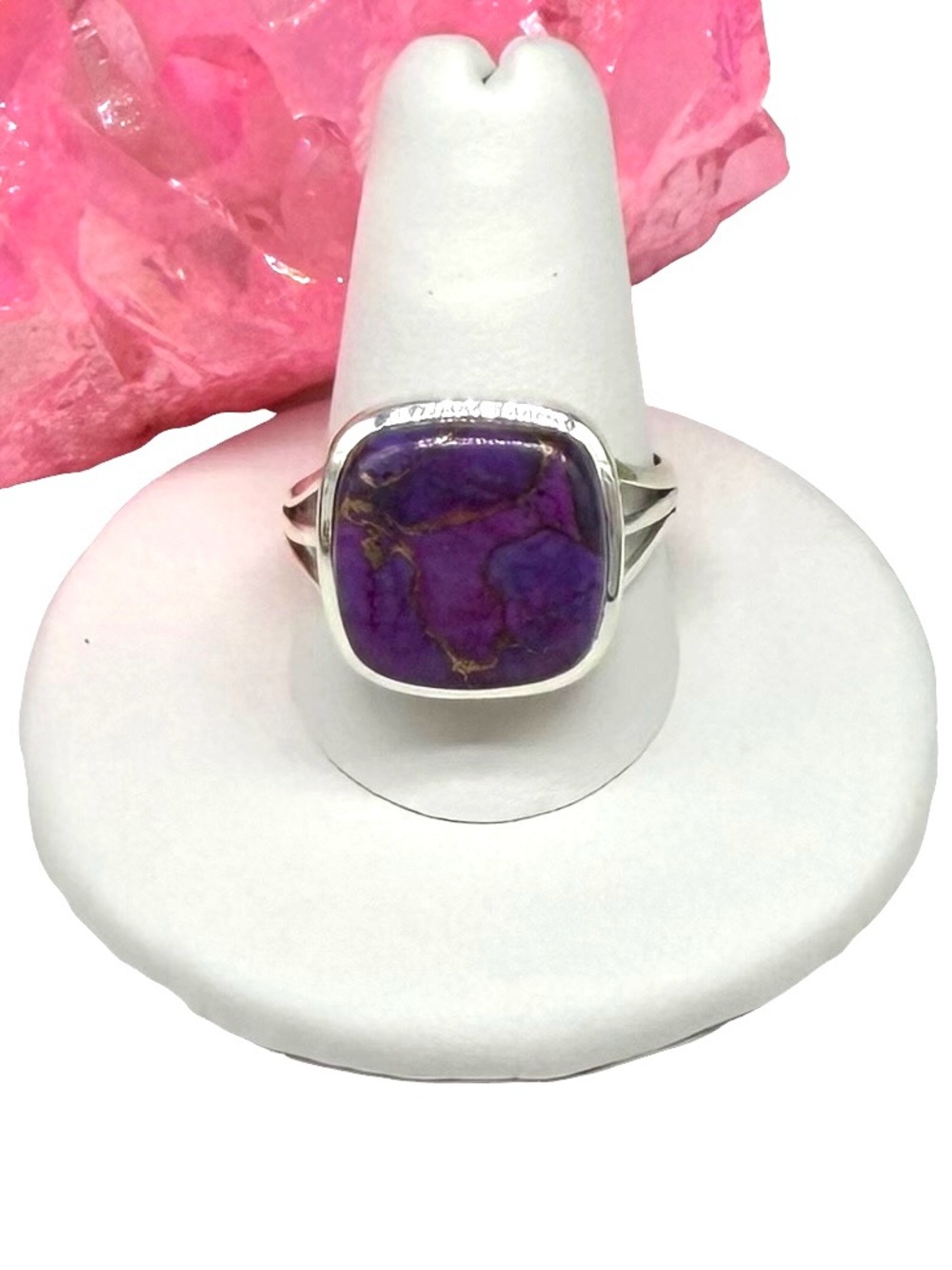 Kingman Purple Copper Turquoise Ring Size 10 Solid 925 Sterling Silver